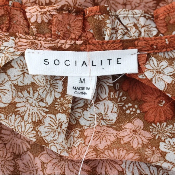 NWT Socialite Women's Floral Smock Waist Mini Dress Size M - Picture 5 of 8